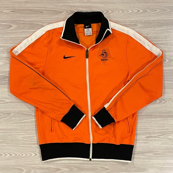 Nike Netherlands Football Soccer Track Top Jacket Orange Men’s Size Small